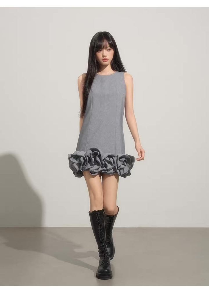 【dress】ノースリーブフリルミニワンピース　N3593