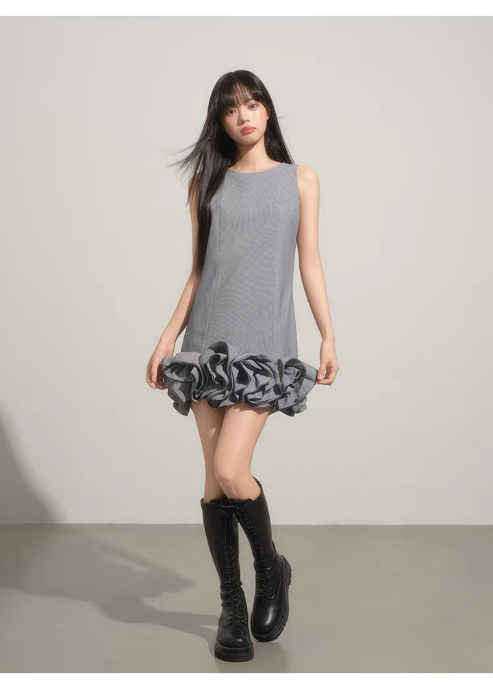 【dress】ノースリーブフリルミニワンピース　N3593