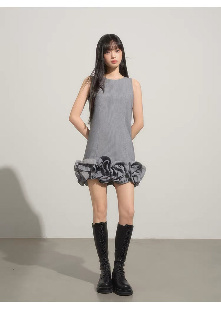 【dress】ノースリーブフリルミニワンピース　N3593