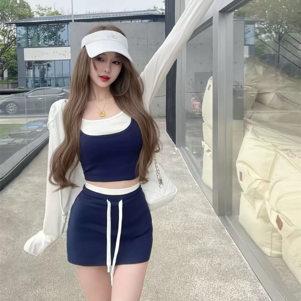 【set】UVカットパーカー×キャミソール×ミニスカート3ピース　N3594