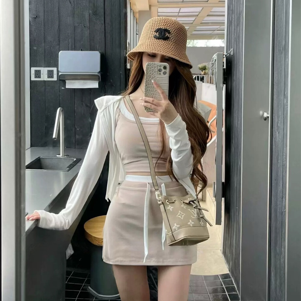 【set】UVカットパーカー×キャミソール×ミニスカート3ピース　N3594