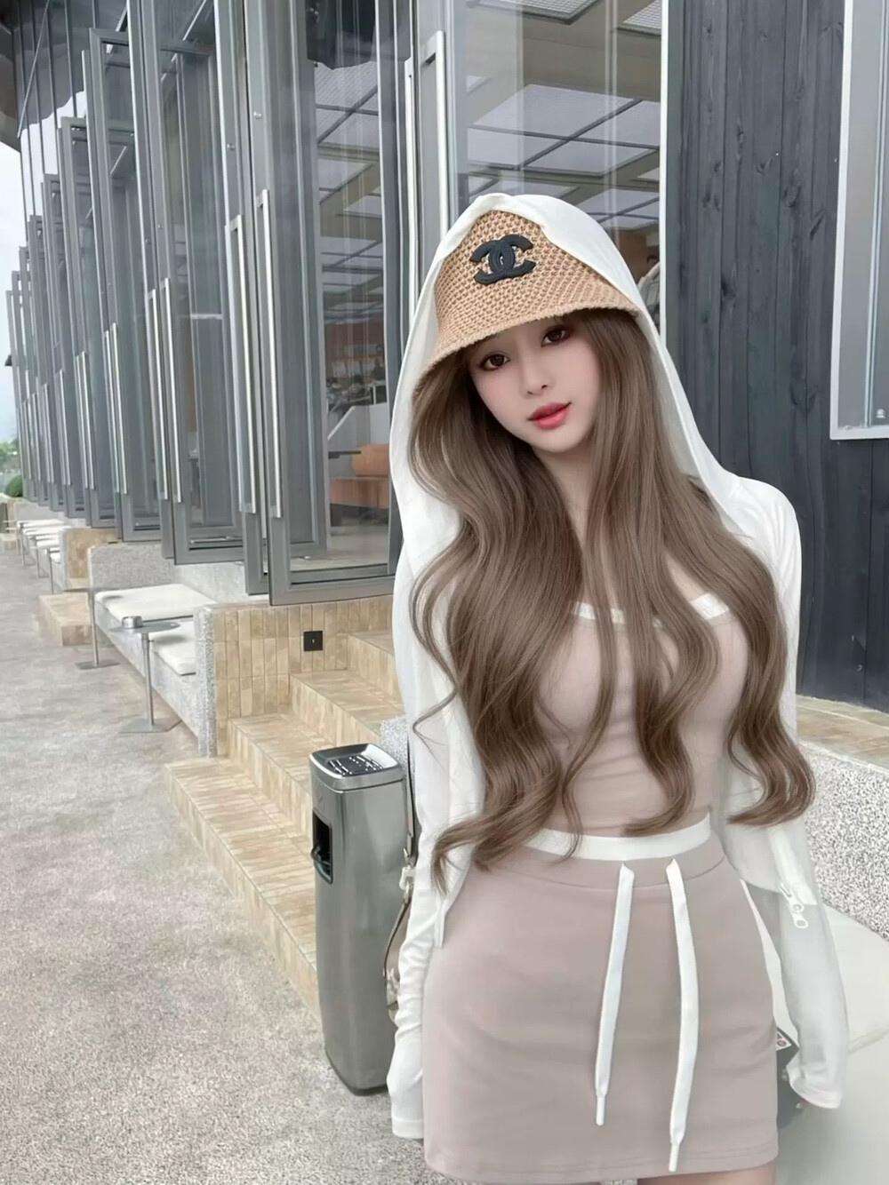 【set】UVカットパーカー×キャミソール×ミニスカート3ピース　N3594