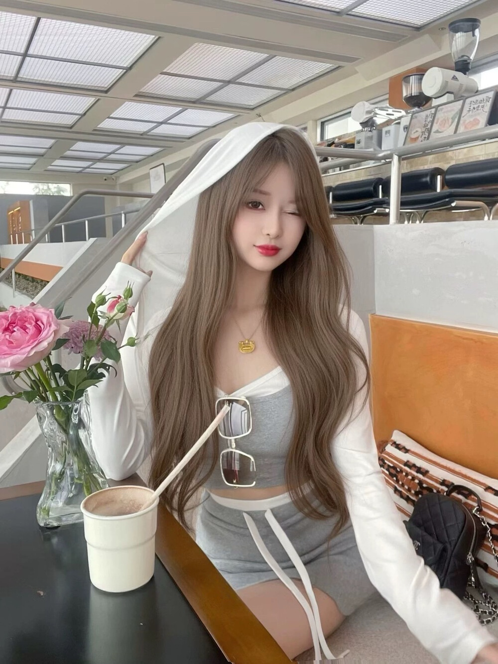 【set】UVカットパーカー×キャミソール×ミニスカート3ピース　N3594