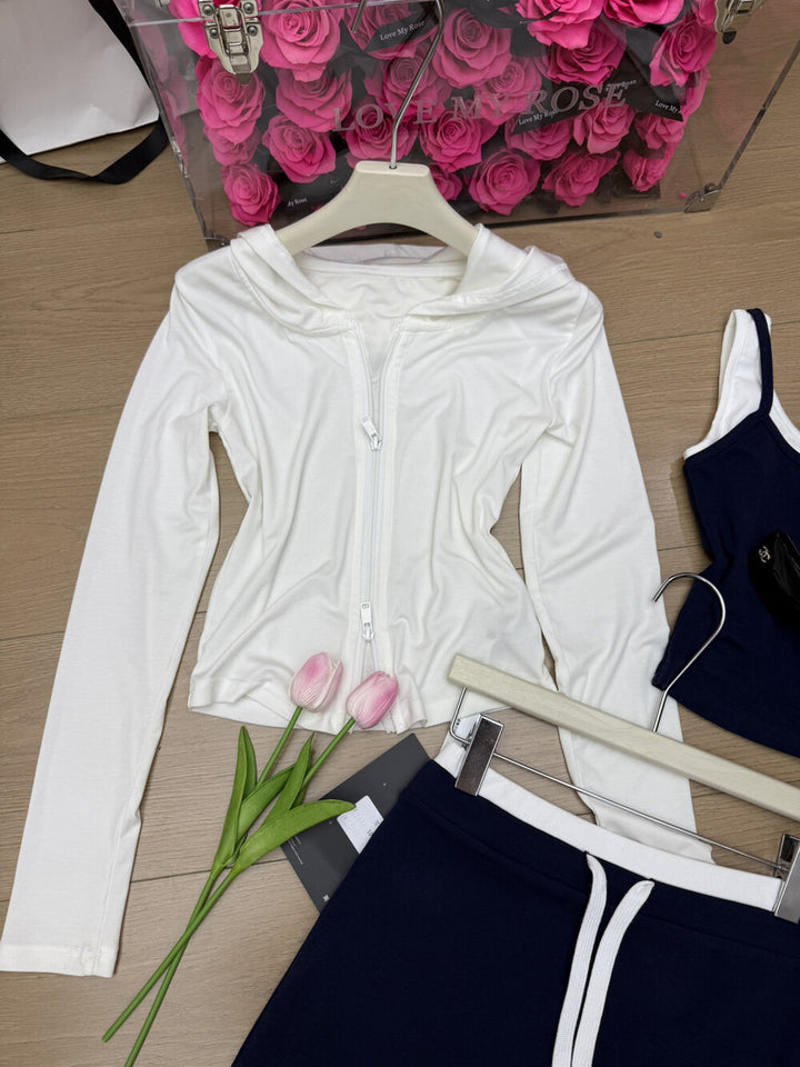 【set】UVカットパーカー×キャミソール×ミニスカート3ピース　N3594