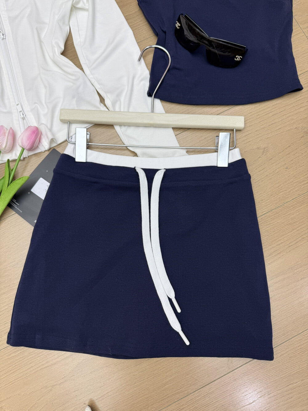 【set】UVカットパーカー×キャミソール×ミニスカート3ピース　N3594