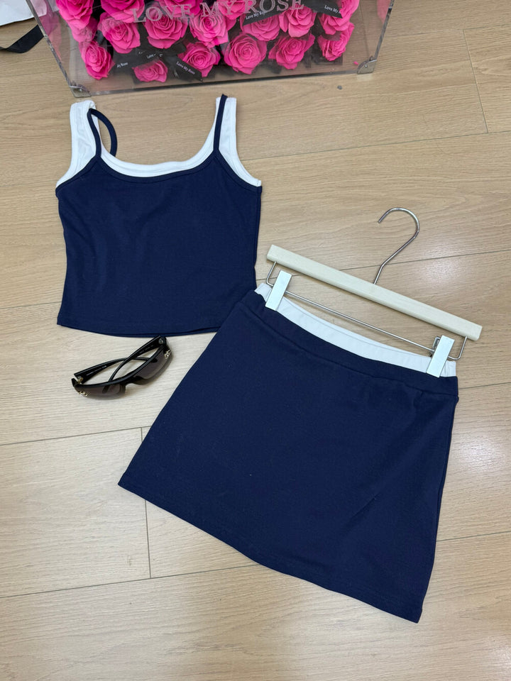 【set】UVカットパーカー×キャミソール×ミニスカート3ピース　N3594