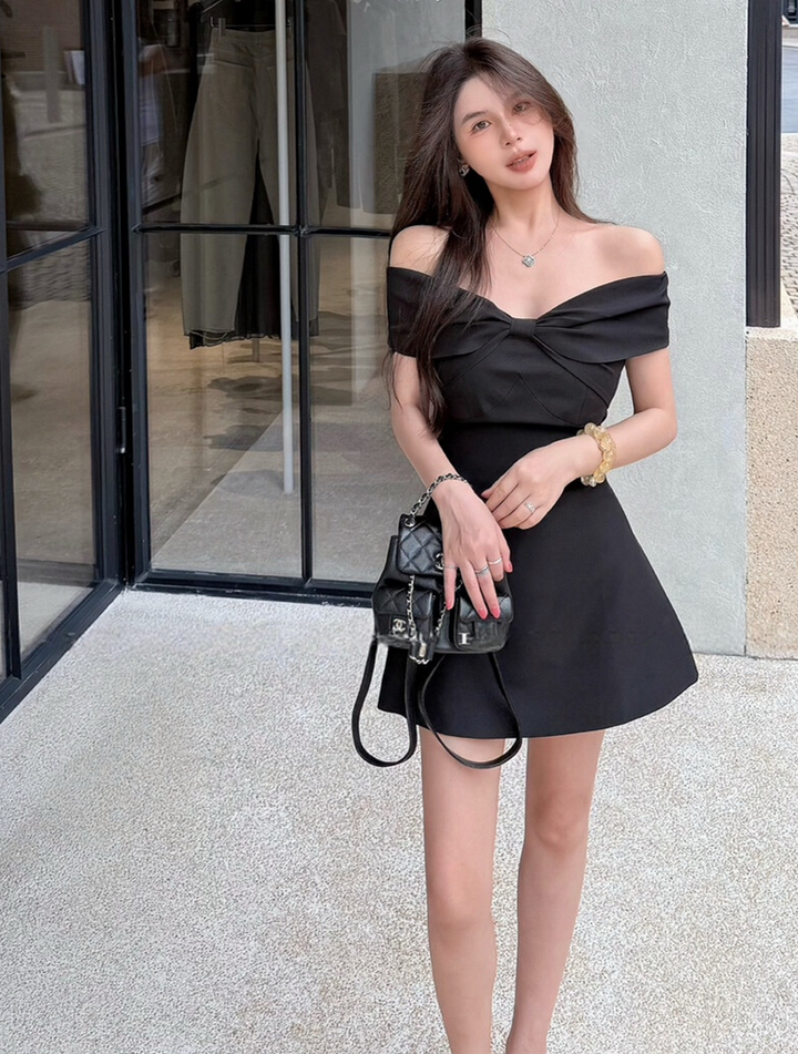 【dress】オフショルリボンミニワンピース　N3595