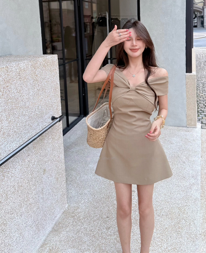 【dress】オフショルリボンミニワンピース　N3595