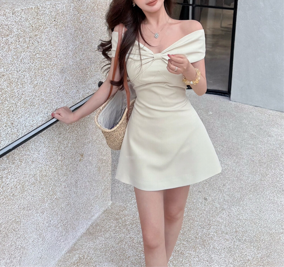 【dress】オフショルリボンミニワンピース　N3595