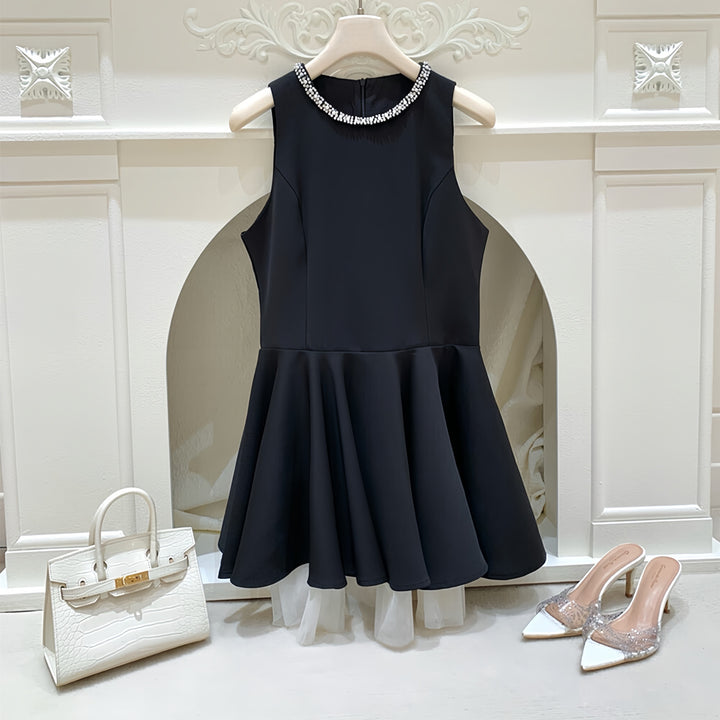 【dress】パールチュールドッキングミニワンピース　N3601