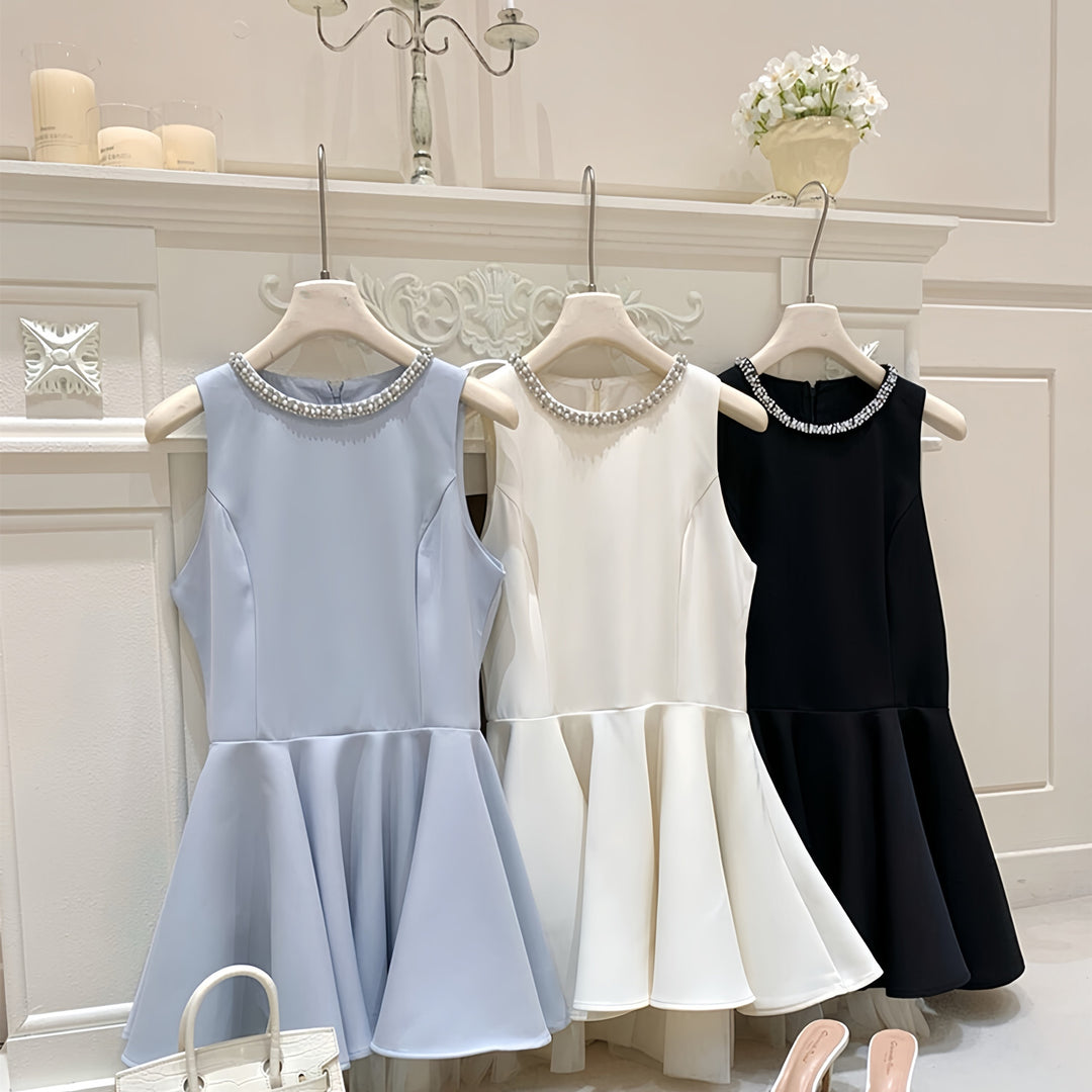 【dress】パールチュールドッキングミニワンピース　N3601