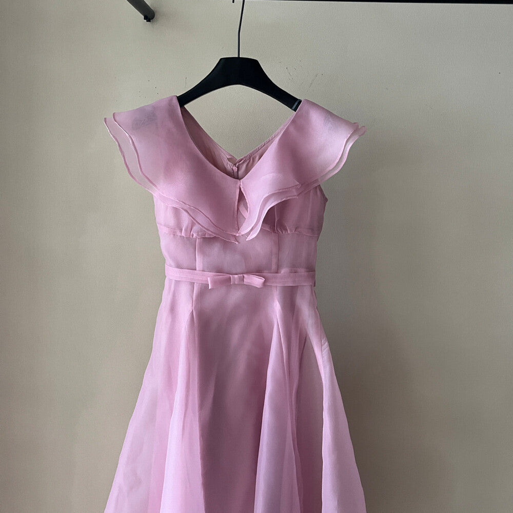 【dress】フリルウエストリボンロングワンピース　N3602
