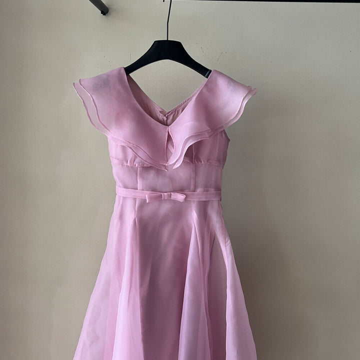 【dress】フリルウエストリボンロングワンピース　N3602