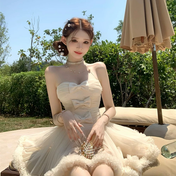 【dress】リボンチュールミニワンピース　N3603