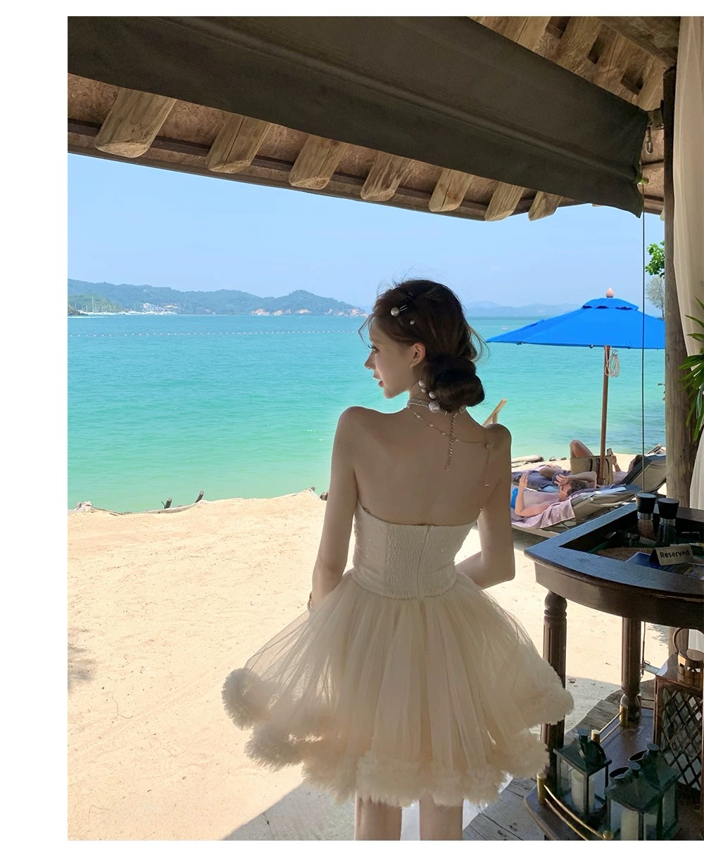 【dress】リボンチュールミニワンピース　N3603