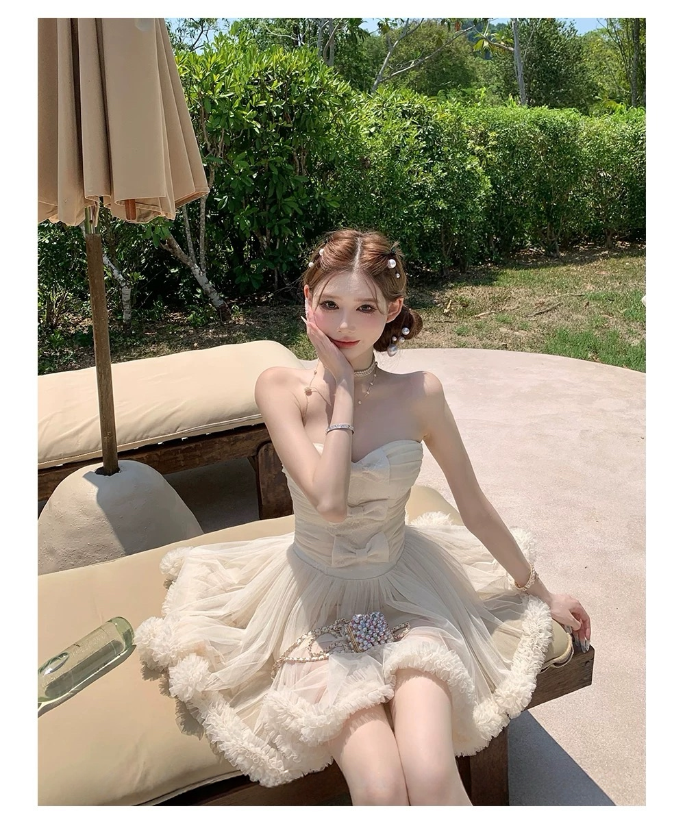 【dress】リボンチュールミニワンピース　N3603