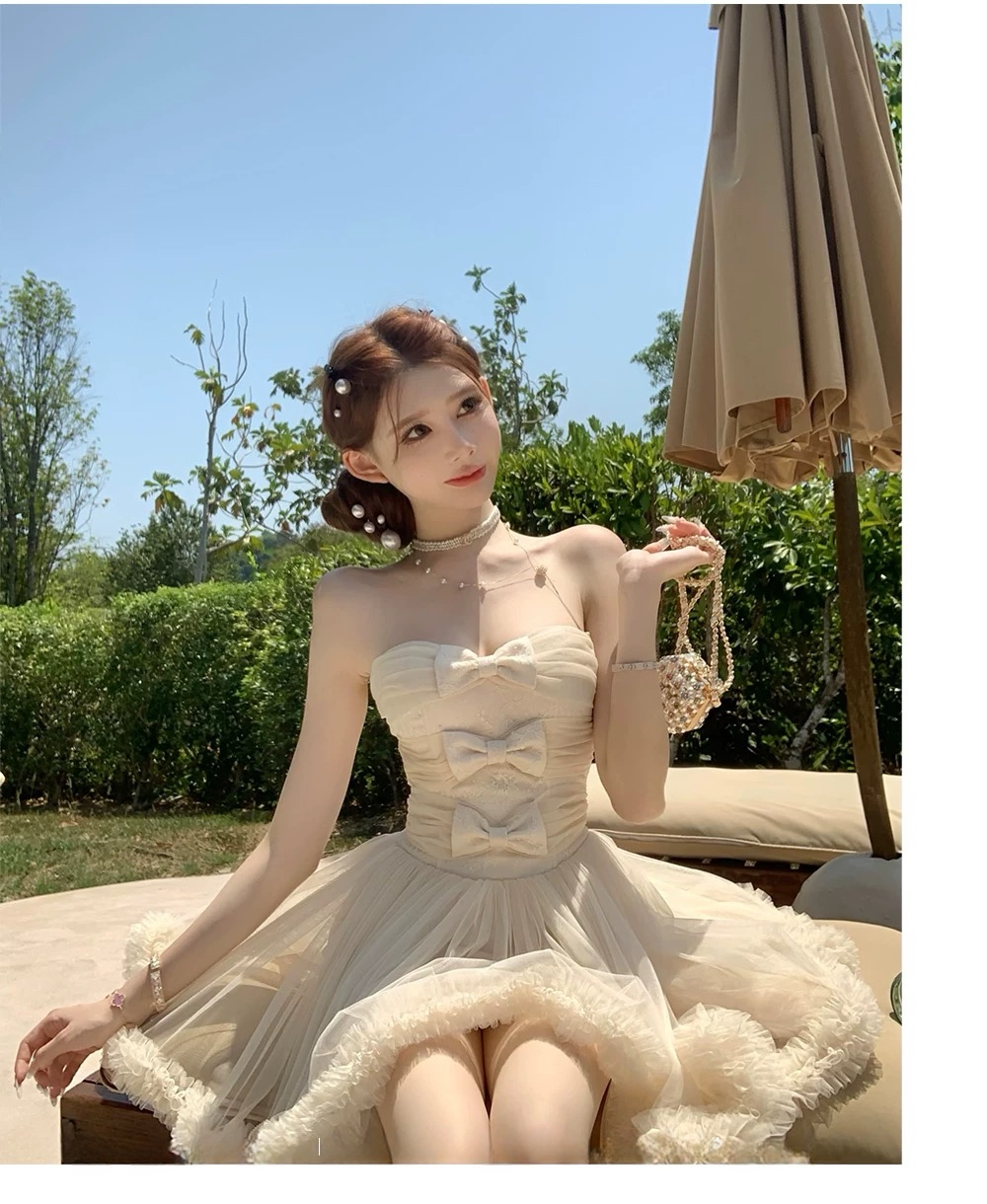 【dress】リボンチュールミニワンピース　N3603
