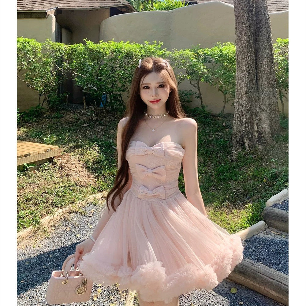 【dress】リボンチュールミニワンピース　N3603