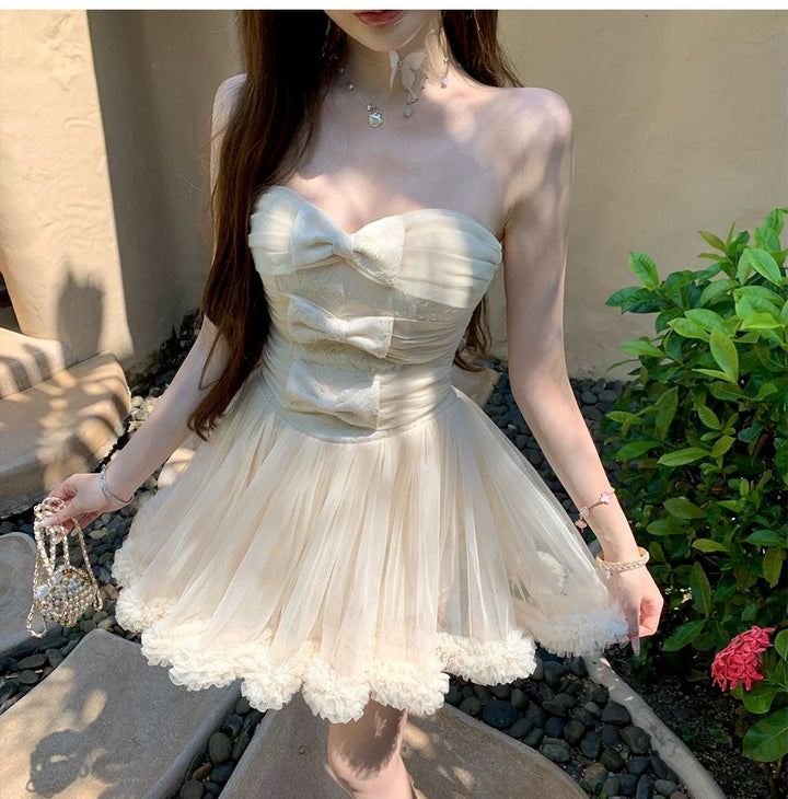 【dress】リボンチュールミニワンピース　N3603