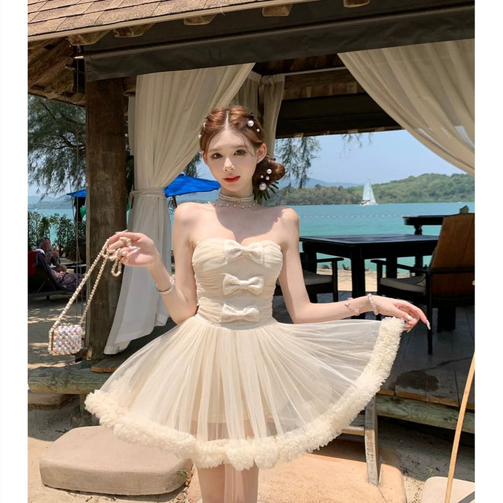 【dress】リボンチュールミニワンピース　N3603