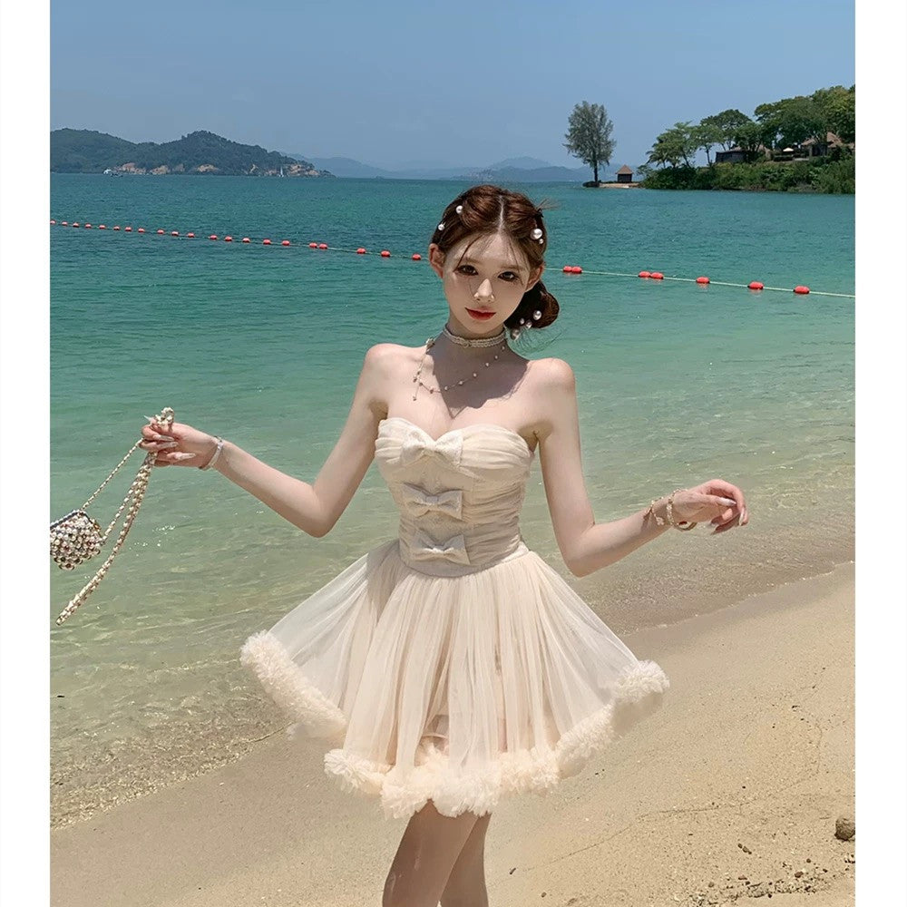 【dress】リボンチュールミニワンピース　N3603