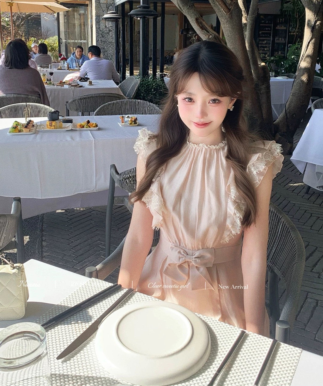 【dress】レースフリルスリーブミニワンピース　N3604