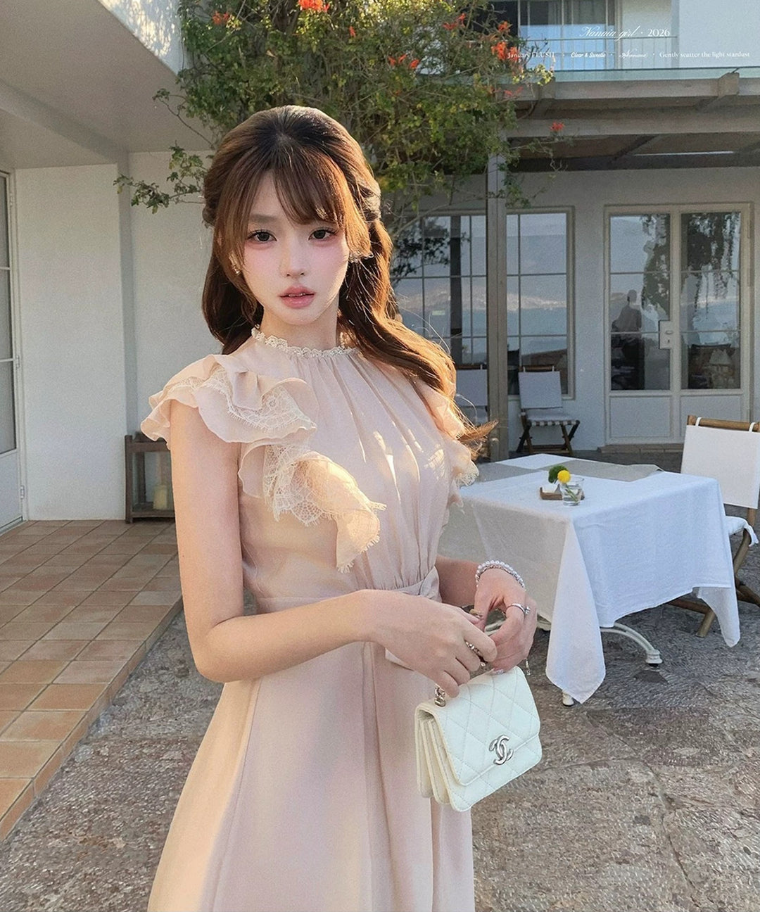 【dress】レースフリルスリーブミニワンピース　N3604