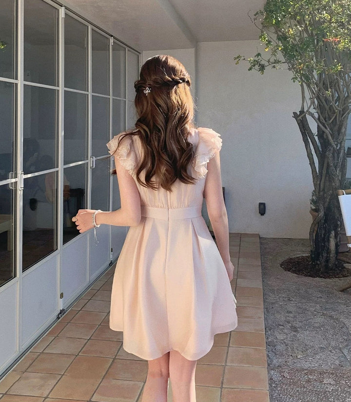 【dress】レースフリルスリーブミニワンピース　N3604