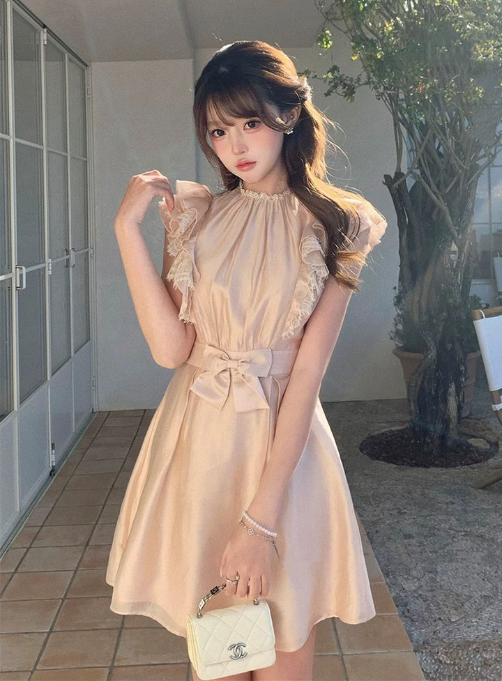 【dress】レースフリルスリーブミニワンピース　N3604
