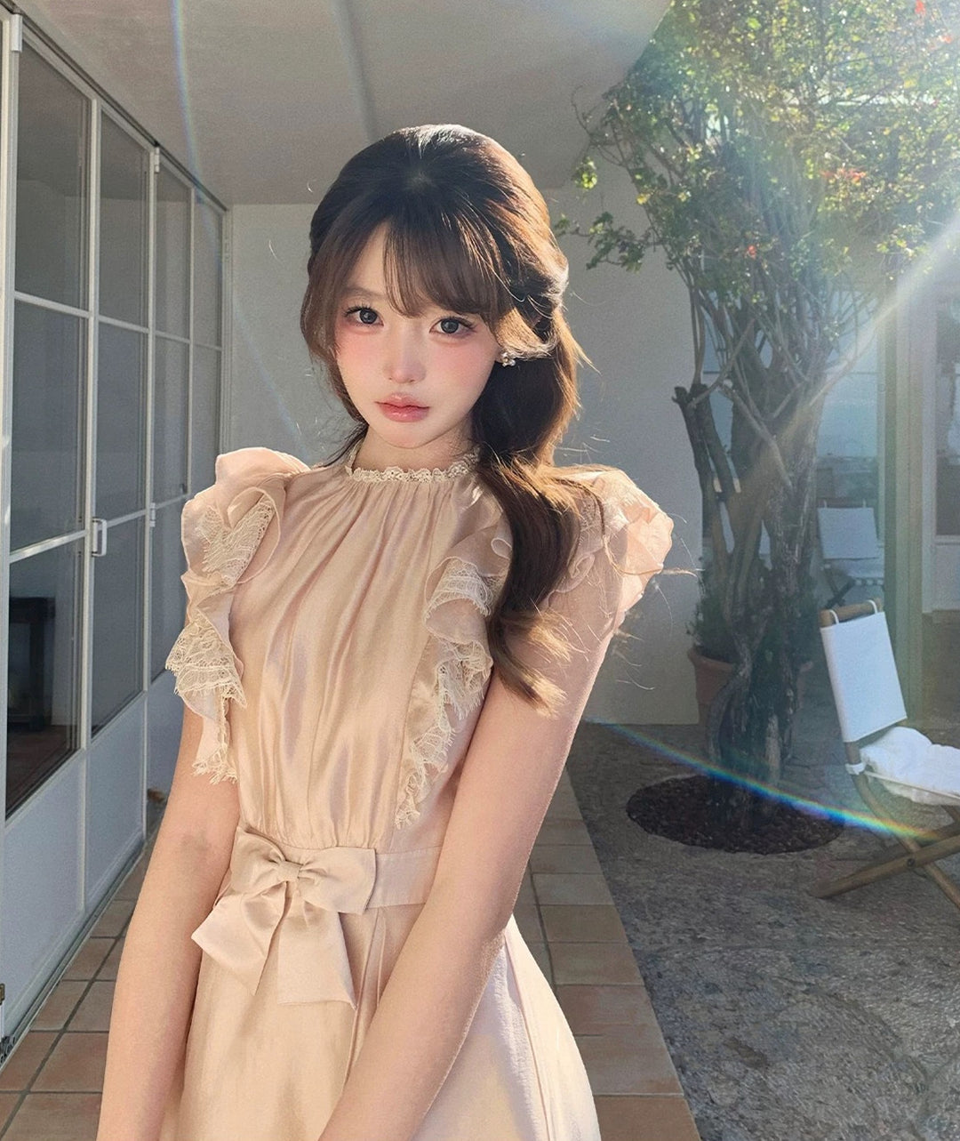 【dress】レースフリルスリーブミニワンピース　N3604