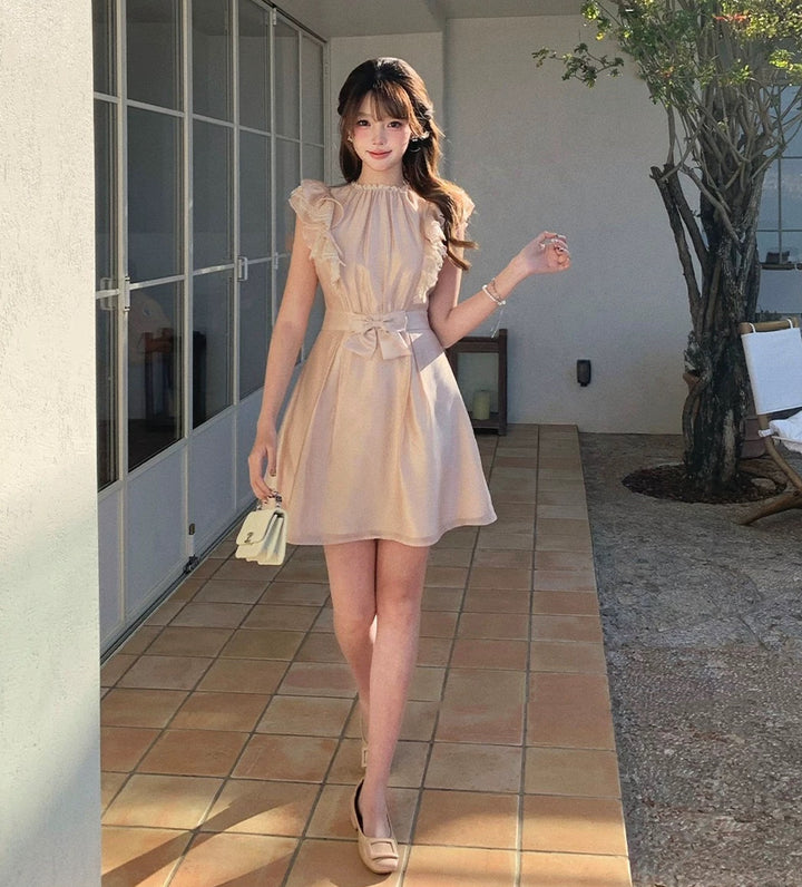 【dress】レースフリルスリーブミニワンピース　N3604