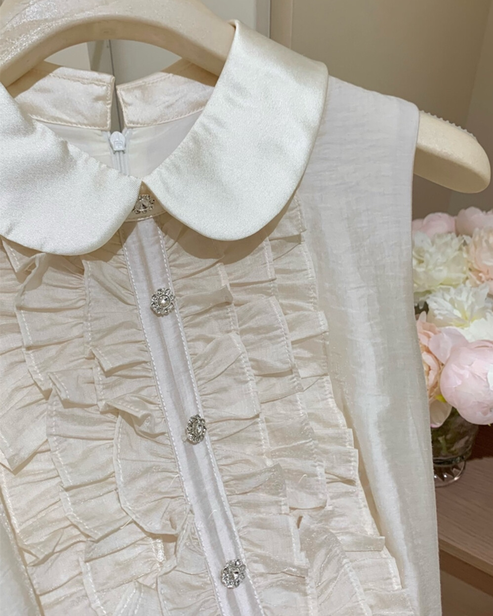 【dress】フリルノースリーブミニワンピース　N3605