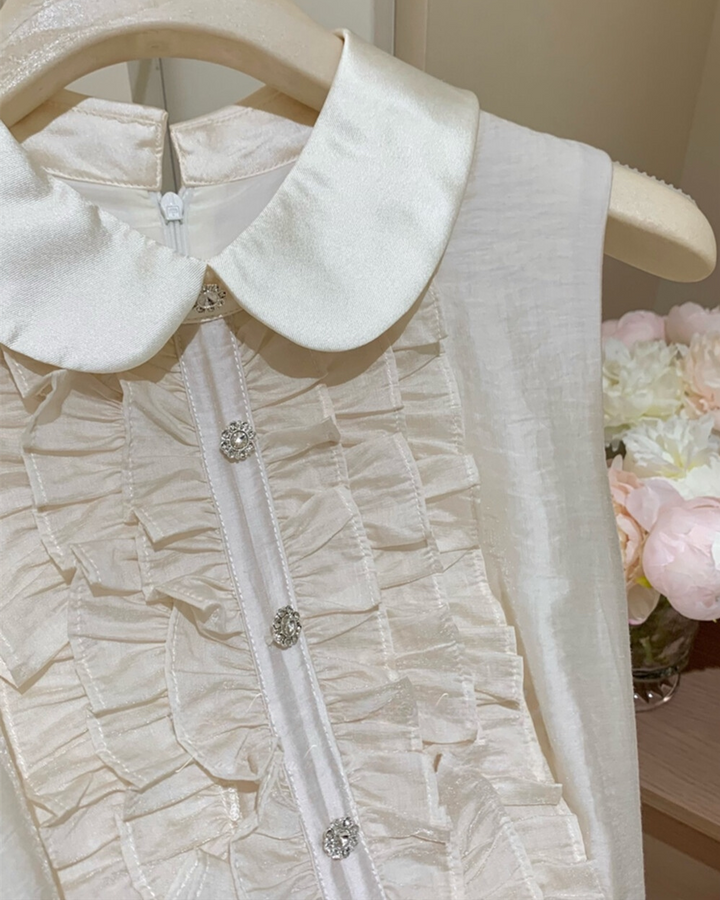 【dress】フリルノースリーブミニワンピース　N3605