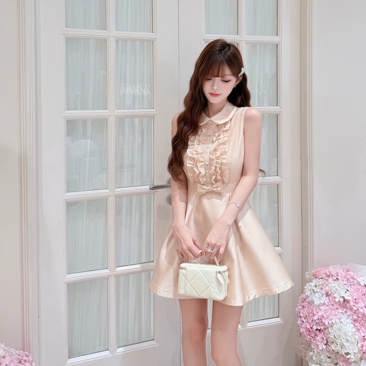 【dress】フリルノースリーブミニワンピース　N3605