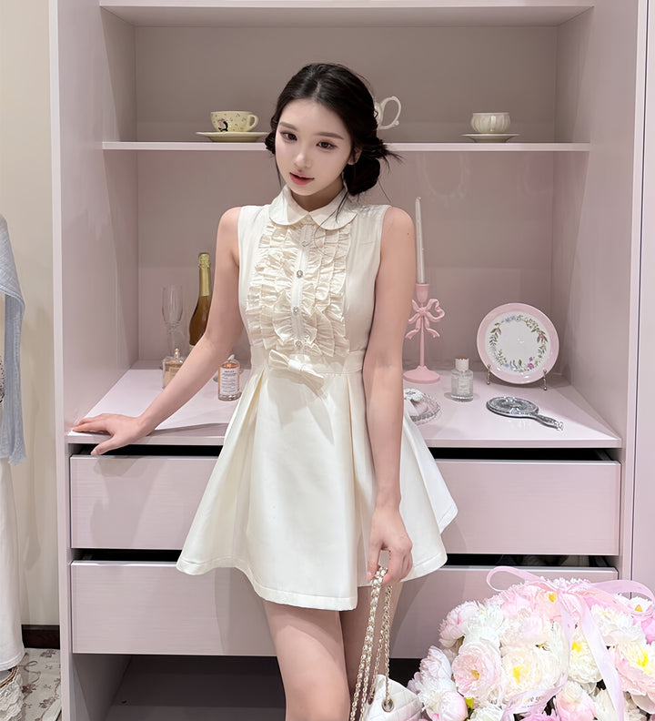 【dress】フリルノースリーブミニワンピース　N3605
