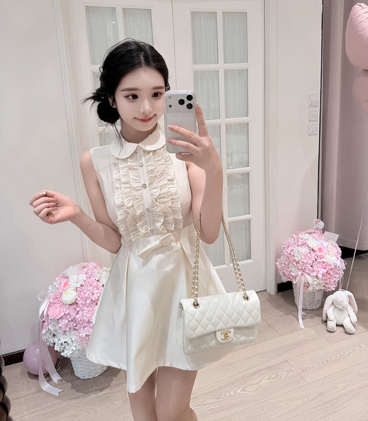 【dress】フリルノースリーブミニワンピース　N3605
