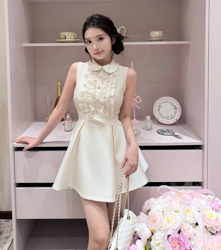 【dress】フリルノースリーブミニワンピース　N3605