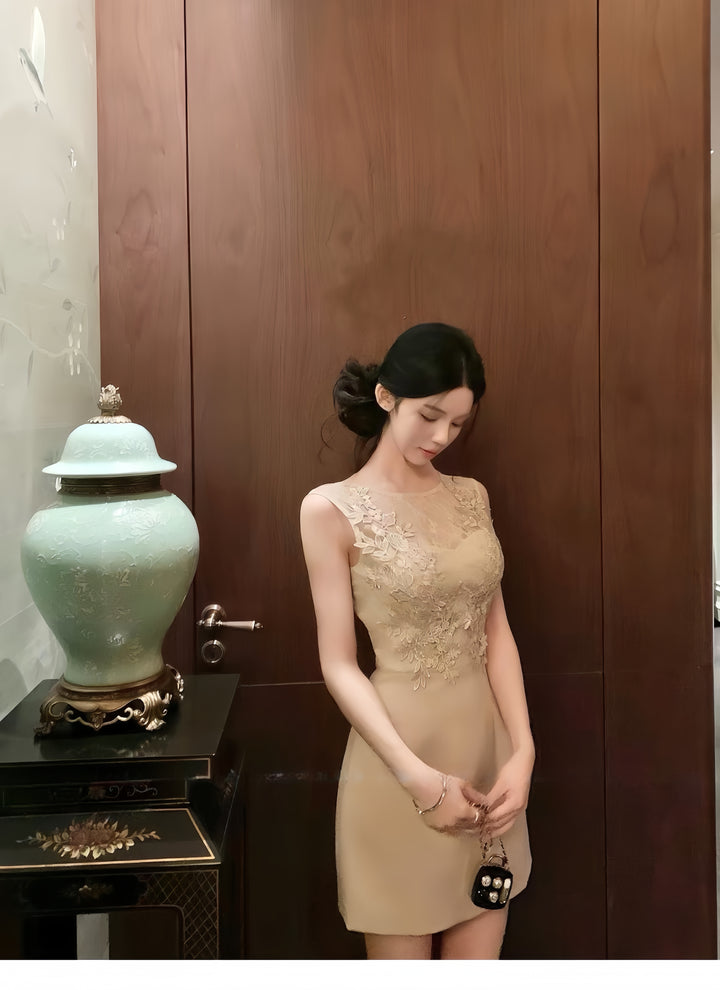 【dress】レースドッキングミニワンピース　K0561