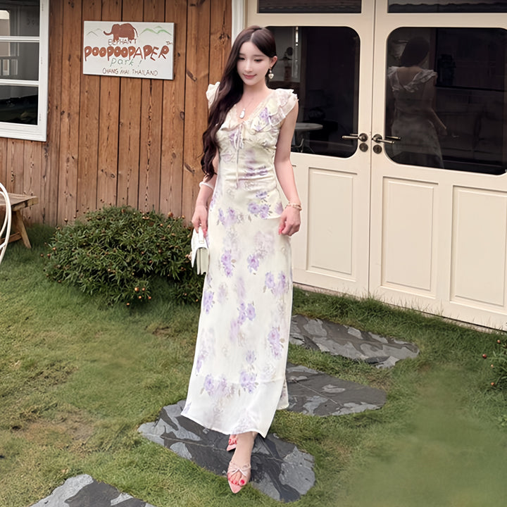 【dress】フラワープリントロングワンピース　N3613