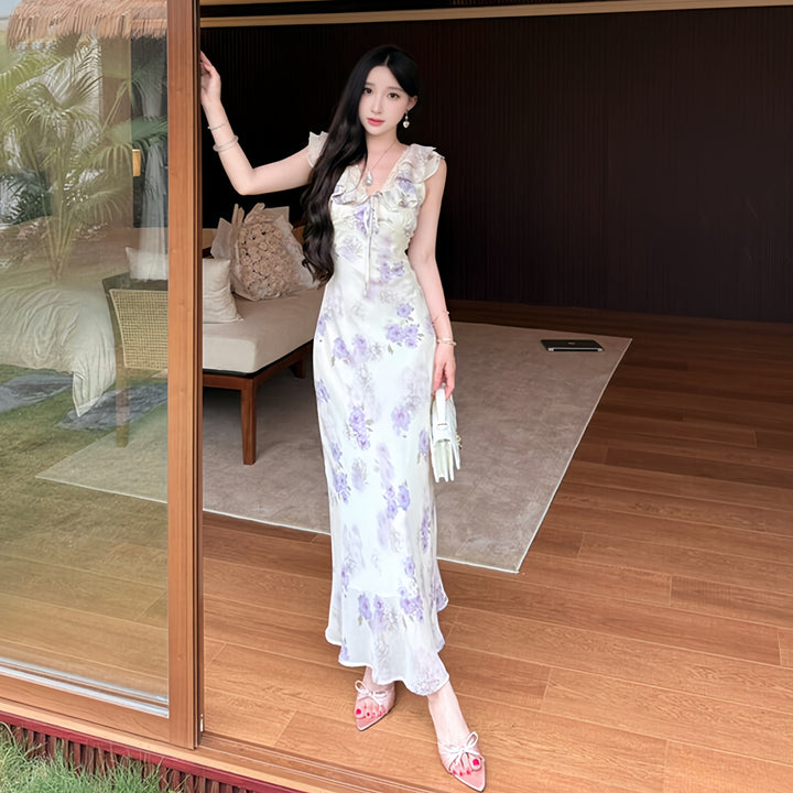 【dress】フラワープリントロングワンピース　N3613