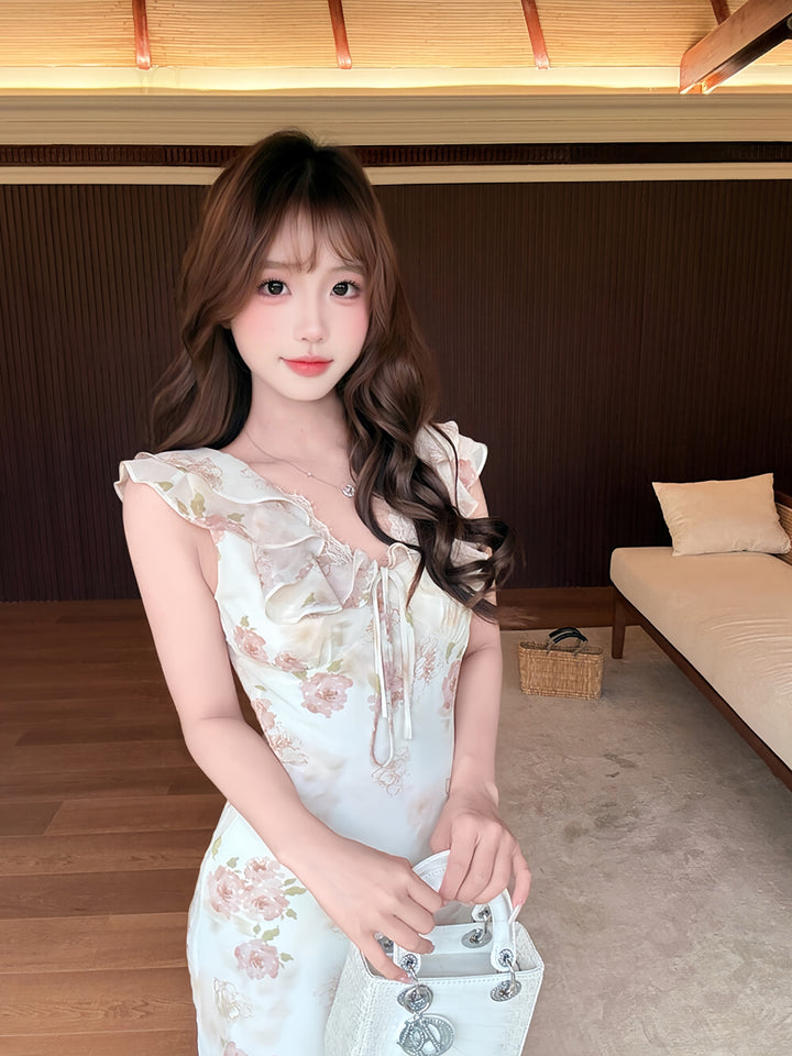 【dress】フラワープリントロングワンピース　N3613