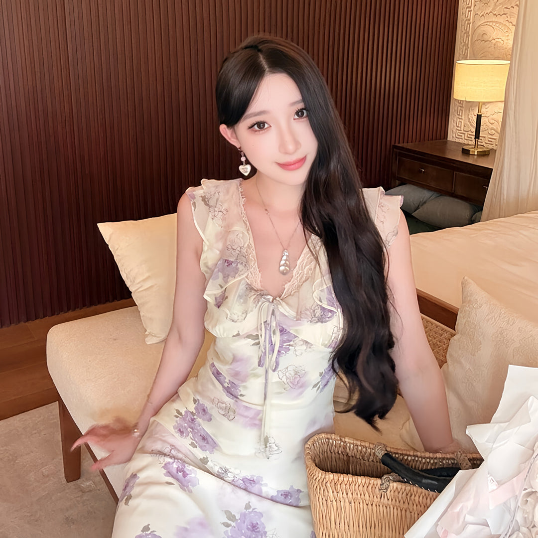 【dress】フラワープリントロングワンピース　N3613