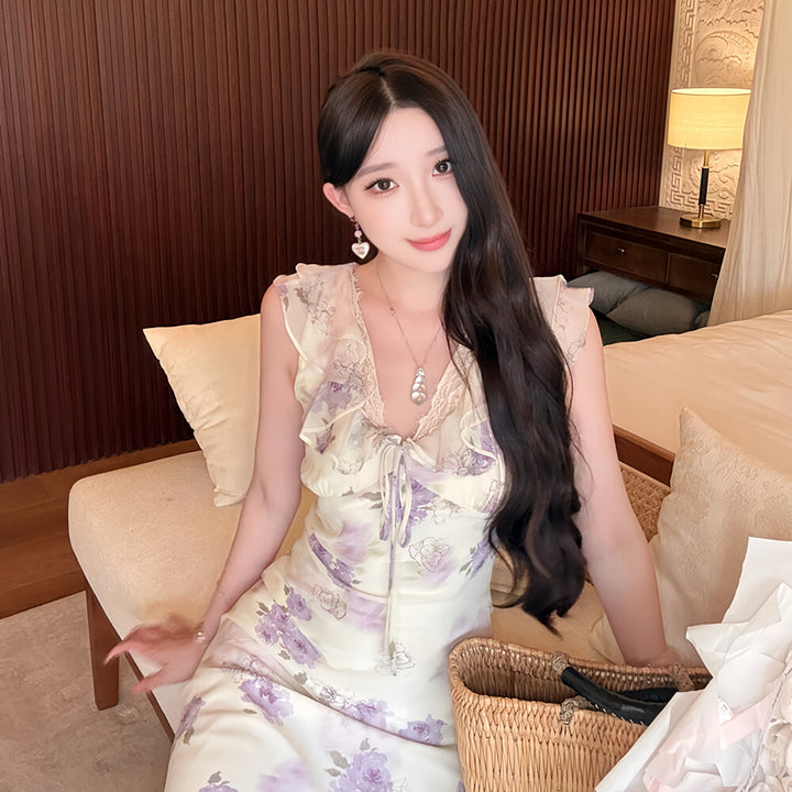【dress】フラワープリントロングワンピース　N3613