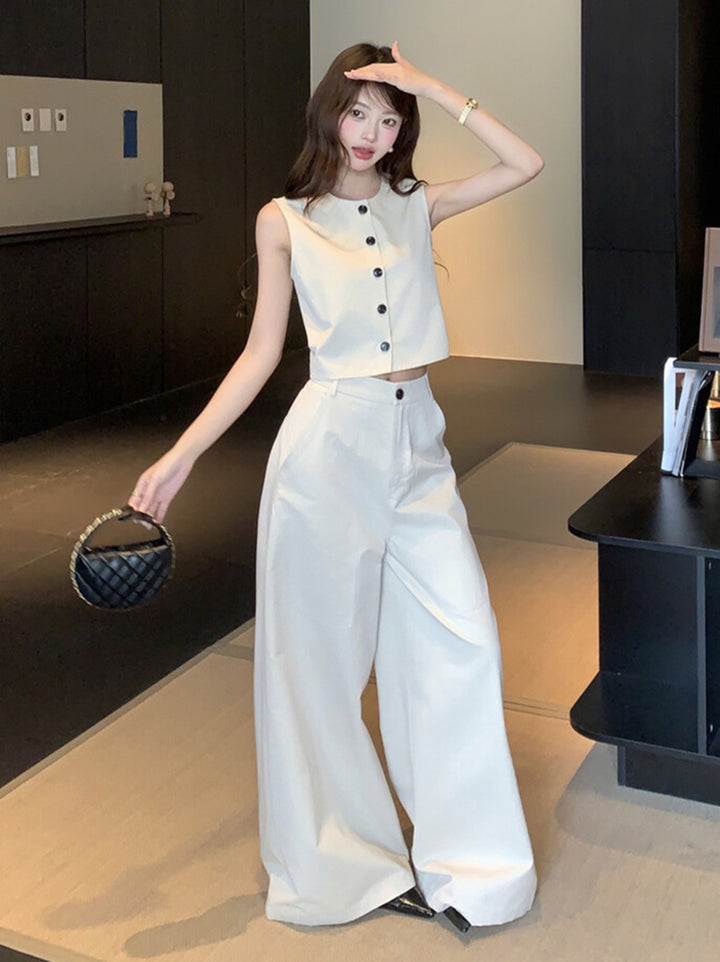 【set】ノースリーブトップス×ワイドパンツセット　N3619