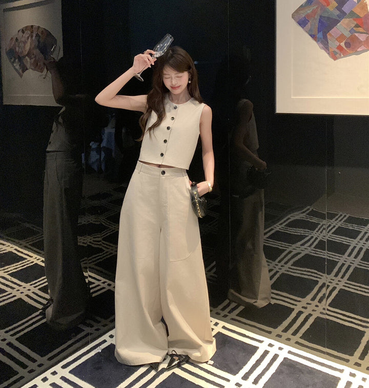 【set】ノースリーブトップス×ワイドパンツセット　N3619