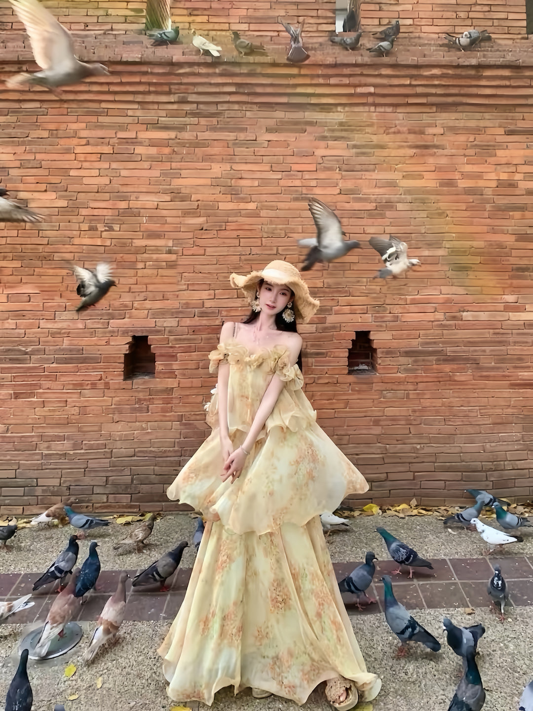 【dress】ティアードフラワープリントロングワンピース K0569