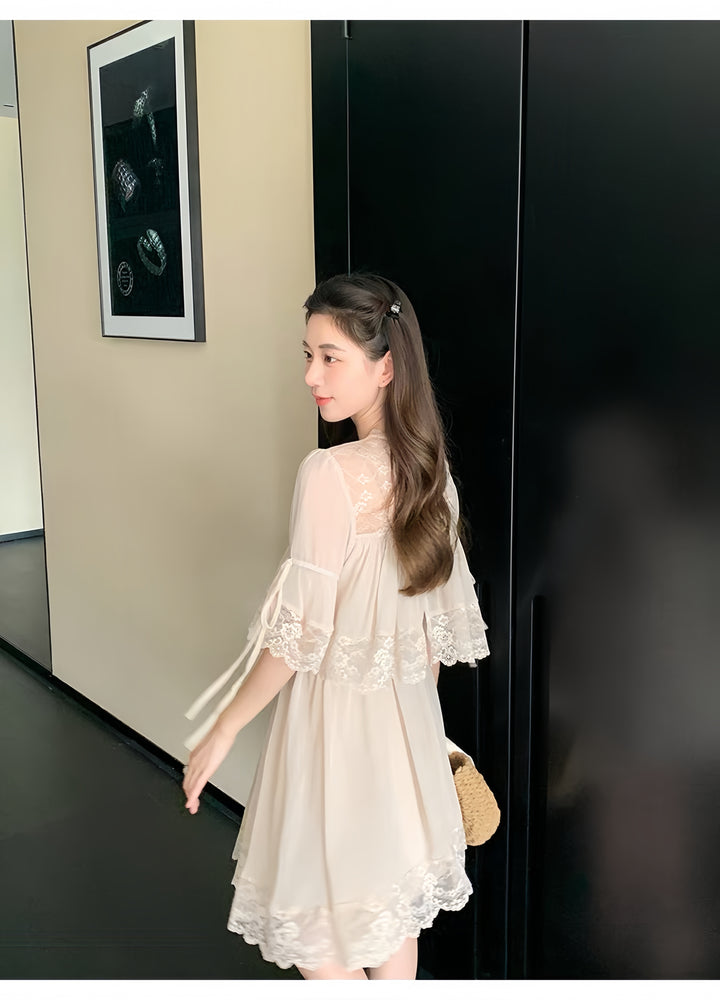【dress】レースドッキングミニワンピース 　K0570