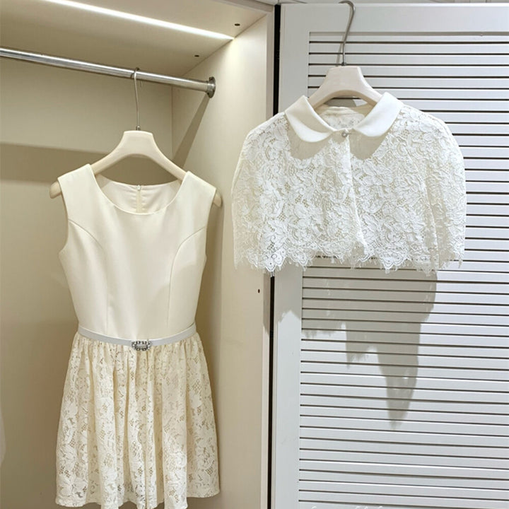 【set】レースボレロ×レースドッキングスミニワンピースセット　N3620