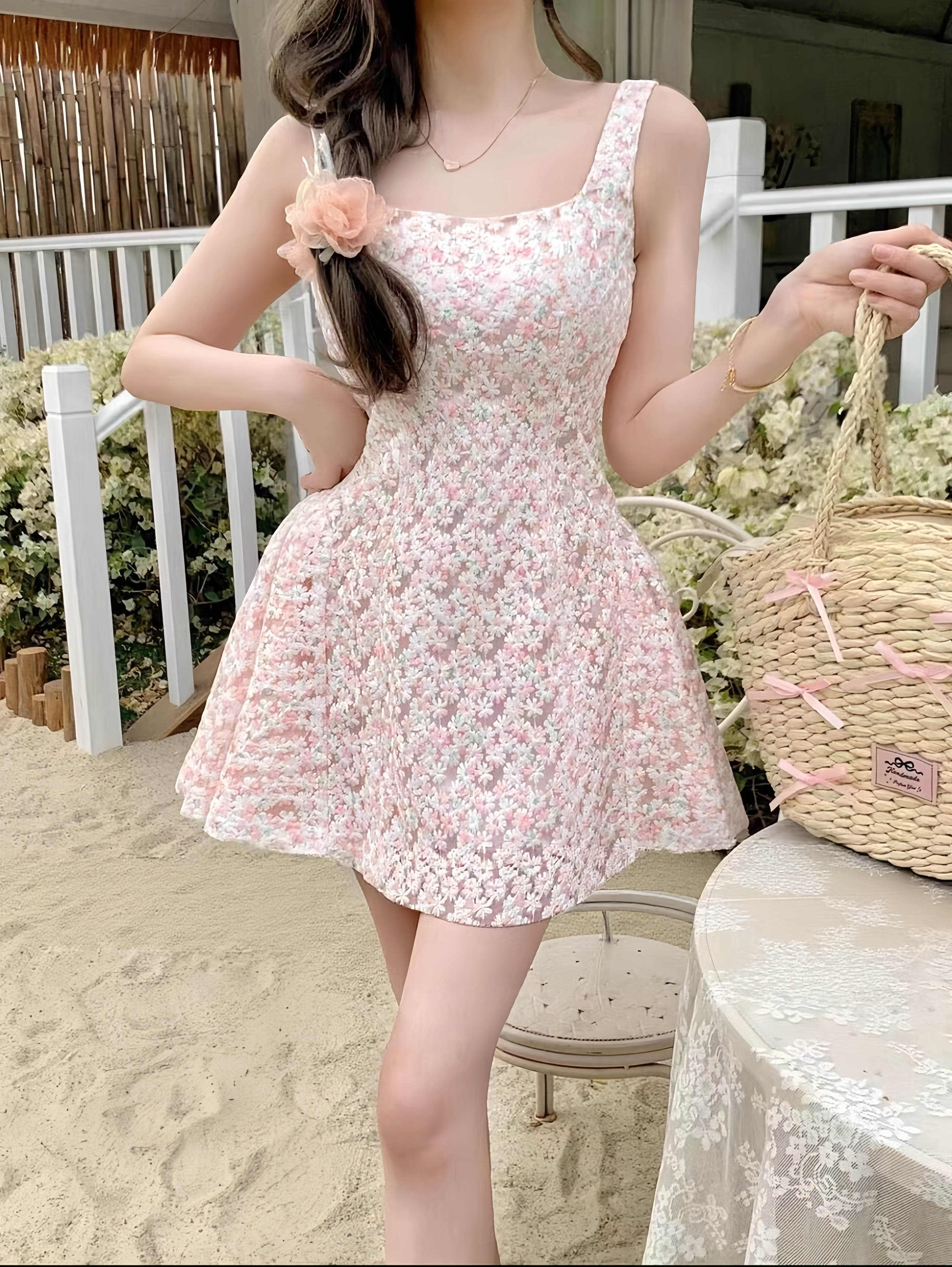 dress】フラワーレースミニワンピース K0572 – NANASTYLE