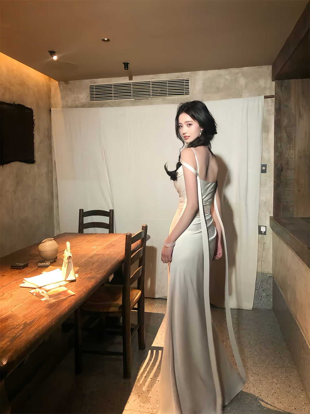 【dress】レースドッキングマーメイドワンピース  K0573